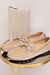 Men's moccasins made of genuine leather and alligator leather beige Cesare di Napoli - Decorative lacing. 50% genuine leather, 50% alligator skin. Interior: Leather. Insole: Leather. Outsole: Other materials. Country of manufacture: Italy. Care: specialized cleaning - photo 6