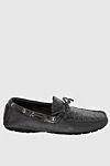 Cesare di Napoli Men's moccasins made of genuine leather and alligator leather gray - Decorative lacing. 50% genuine leather, 50% alligator skin. Interior: Leather. Insole: Leather. Outsole: Other materials. Country of manufacture: Italy. Care: specialized cleaning - photo 1