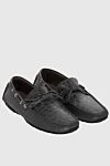 Cesare di Napoli Men's moccasins made of genuine leather and alligator leather gray - Decorative lacing. 50% genuine leather, 50% alligator skin. Interior: Leather. Insole: Leather. Outsole: Other materials. Country of manufacture: Italy. Care: specialized cleaning - photo 3