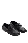 Cesare di Napoli Men's moccasins made of genuine leather and alligator leather black - Decorative lacing. 50% genuine leather, 50% alligator skin. Interior: Leather. Insole: Leather. Outsole: Other materials. Country of manufacture: Italy. Care: specialized cleaning - photo 3