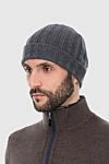 Gray cashmere hat for men Gran Sasso - 100% cashmere. Country of manufacture: Italy. Care: specialized cleaning - photo 2