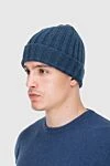 Cashmere hat blue for men Gran Sasso - 100% cashmere. Country of manufacture: Italy. Care: specialized cleaning - photo 2