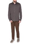 Brown cotton shirt for men Gran Sasso - 100% cotton. Closure: buttons. Country of manufacture: Italy. Care: specialized cleaning - photo 2