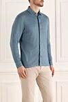 Gran Sasso Blue linen and elastane shirt for men - 97% linen, 3% elastane. Closure: buttons. Country of manufacture: Italy. Care: specialized cleaning - photo 3