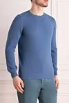 Gran Sasso Blue cotton jumper for men - 100% cotton. Country of manufacture: Italy. Care: specialized cleaning - photo 3