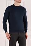 Gran Sasso Cotton blue jumper for men - 100% cotton. Country of manufacture: Italy. Care: specialized cleaning - photo 3