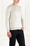 Gran Sasso White men's silk and cotton jumper - 55% silk,. 45% cotton. Country of manufacture: Italy. Care: specialized cleaning - photo 3