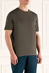 Gran Sasso Men's green linen T-shirt - 97% linen, 3% elastane. Country of manufacture: Italy. Care: specialized cleaning - photo 3