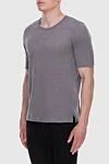 Gran Sasso Linen gray T-shirt for men - 100% linen. Country of manufacture: Italy. Care: specialized cleaning - photo 3