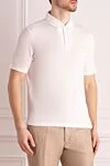 Gran Sasso Linen white polo for men - 97% linen, 3% elastane. buttons. Country of manufacture: Italy. Care: specialized cleaning - photo 3