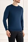 Gran Sasso Cashmere and silk jumper blue for men - 70% cashmere, 30% silk. Country of manufacture: Italy. Care: specialized cleaning - photo 3