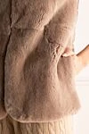 Peserico Beige women's vest made of natural fur - 100% real fur, genuine leather. Closure: zipper. Country of manufacture: Italy. Care: specialized cleaning - photo 5