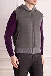 Fabio Gavazzi Cashmere vest gray for men - Hood. 100% cashmere. Closure: Zipper. Two zippered side pockets. Lining: Mink. Country of manufacture: Italy. Care: specialized cleaning - photo 3