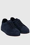 Loro Piana Blue suede sneakers for men - fur lining. 100% suede. lacing. Country of manufacture: Italy. Care: specialized cleaning - photo 3