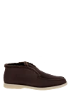 Loro Piana Brown suede loafers for men - contrasting white sole. fur lining. 100% suede. platform height 2cm. Country of manufacture: Italy. Care: specialized cleaning - photo 1