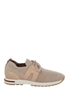 Loro Piana Beige textile sneakers for women - contrasting inserts, contrasting sole, perforation. textile. lacing. Country of manufacture: Italy. Care: specialized cleaning - photo 1