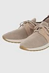 Loro Piana Beige textile sneakers for women - contrasting inserts, contrasting sole, perforation. textile. lacing. Country of manufacture: Italy. Care: specialized cleaning - photo 5