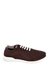 Kiton Brown men's textile sneakers - Logo. 90% cotton, 10% elastane. laces. height 2 cm. Country of manufacture: Italy. Care: specialized cleaning - photo 1