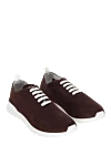 Kiton Brown men's textile sneakers - Logo. 90% cotton, 10% elastane. laces. height 2 cm. Country of manufacture: Italy. Care: specialized cleaning - photo 3