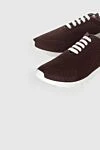 Kiton Brown men's textile sneakers - Logo. 90% cotton, 10% elastane. laces. height 2 cm. Country of manufacture: Italy. Care: specialized cleaning - photo 5