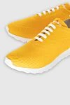 Kiton Textile sneakers yellow for men - Decor: Logo. Composition: 90% cotton, 10% elastane. Clasp: laces. Sole: height 2 cm. Country of manufacture: Italy. Care: specialized cleaning - photo 5