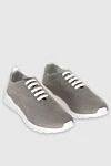 Kiton Gray men's textile sneakers - Logo, contrast sole. 90% cotton, 10% elastane. laces. height 2 cm. Country of manufacture: Italy. Care: specialized cleaning - photo 3