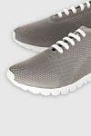 Kiton Gray men's textile sneakers - Logo, contrast sole. 90% cotton, 10% elastane. laces. height 2 cm. Country of manufacture: Italy. Care: specialized cleaning - photo 5