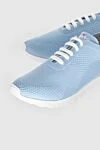 Kiton Blue textile sneakers for men - Logo, contrast sole. 90% cotton, 10% elastane. laces. height 2 cm. Country of manufacture: Italy. Care: specialized cleaning - photo 5