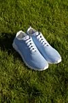 Soft knit sneakers in a sky blue shade Kiton - Logo, contrast sole. 90% cotton, 10% elastane. laces. height 2 cm. Country of manufacture: Italy. Care: specialized cleaning - photo 6