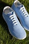Kiton Soft knit sneakers in a sky blue shade - Logo, contrast sole. 90% cotton, 10% elastane. laces. height 2 cm. Country of manufacture: Italy. Care: specialized cleaning - photo 7