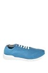 Kiton Blue textile sneakers for men - Logo, contrast sole. 90% cotton, 10% elastane. laces. height 2 cm. Country of manufacture: Italy. Care: specialized cleaning - photo 1