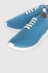 Kiton Blue textile sneakers for men - Logo, contrast sole. 90% cotton, 10% elastane. laces. height 2 cm. Country of manufacture: Italy. Care: specialized cleaning - photo 5