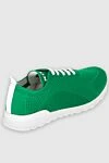 Green men's textile sneakers Kiton - Logo, contrast sole. 90% cotton, 10% elastane. laces. height 2 cm. Country of manufacture: Italy. Care: specialized cleaning - photo 4