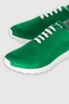 Kiton Green men's textile sneakers - Logo, contrast sole. 90% cotton, 10% elastane. laces. height 2 cm. Country of manufacture: Italy. Care: specialized cleaning - photo 5