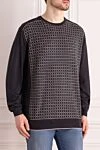 Stefano Ricci Black cashmere and silk jumper for men - Contrasting pattern. 70% cashmere, 30% silk. Country of manufacture: Italy. Care: specialized cleaning - photo 3