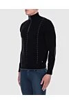 Stefano Ricci Тройер из кашемира и замши черный мужской - Фактурный узор, контрастный воротник и манжеты. 100% кашемир, 100% замша. Молния. Страна производитель: Италия. Уход: специализированная чистка - фото 3