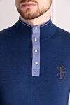 Stefano Ricci Тройер із кашеміру та шовку синій чоловічий - Контрастний комір, вишитий логотип бренду. 70% кашемір, 30% шовк. гудзики. Країна виробник: Італія. Догляд: спеціалізоване чищення - фото 5
