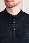 Stefano Ricci Long-sleeved polo shirt made of silk and cashmere black for men - Contrasting pattern. Long sleeve. 65% cashmere, 35% silk. Buttons. Country of manufacture: Italy. Care: specialized cleaning - photo 5