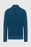 Stefano Ricci Long-sleeved silk and cashmere polo blue for men - Contrasting pattern, combination of two shades. Long sleeve. 70% cashmere, 30% silk. Closure: Buttons. Country of manufacture: Italy. Care: specialized cleaning - photo 1