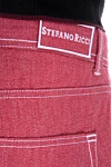Stefano Ricci Чоловічі джинси в червоному кольорі з контрастним білим простроченням. - 100% бавовна. гудзик, блискавка. три бічні, дві задні кишені. Країна виробник: Італія. Догляд: спеціалізоване чищення - фото 5