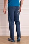 Men's blue jeans with eagle embroidery accent Stefano Ricci - worn effect. 76% cotton, 14% polyester, 8% viscose, 2% elastane. Closure: button, zipper. Three side pockets, two back pockets. Country of manufacture: Italy. Care: specialized cleaning - photo 4