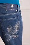 Stefano Ricci Men's blue jeans with eagle embroidery accent - worn effect. 76% cotton, 14% polyester, 8% viscose, 2% elastane. Closure: button, zipper. Three side pockets, two back pockets. Country of manufacture: Italy. Care: specialized cleaning - photo 5