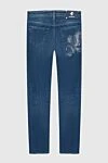 Men's blue jeans with eagle embroidery accent Stefano Ricci - worn effect. 76% cotton, 14% polyester, 8% viscose, 2% elastane. Closure: button, zipper. Three side pockets, two back pockets. Country of manufacture: Italy. Care: specialized cleaning - photo 6