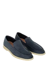 Cesare di Napoli Blue nubuck loafers for men - contrast sole. 100% nubuck. Insole: leather. Country of manufacture: Italy. Care: specialized cleaning - photo 3