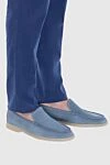 Blue suede loafers for men Cesare di Napoli - contrast sole. 100% suede. Insole: leather. Country of manufacture: Italy. Care: specialized cleaning - photo 2