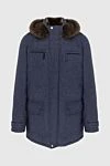 Seraphin Men's cashmere down jacket blue - Hood with fur. 100% cashmere. Closure: Zipper. Two side pockets, two chest pockets. Insulation: Fur. Country of manufacture: Italy. Care: specialized cleaning - photo 1