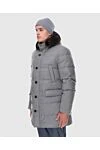 Moorer Men's wool and cashmere down jacket gray - Additionally: Hood with fur. Composition: 90% wool, 10% cashmere. Closure: Zipper, buttons. Pockets: Two side pockets, two inside pockets. Country of manufacture: Italy. Care: specialized cleaning - photo 3