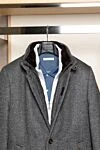 Moorer Gray wool and cashmere coat for men - High neck. 90% wool, 10% cashmere. Closure: Buttons, zipper. Two side pockets, two inside pockets. Country of manufacture: Italy. Care: specialized cleaning - photo 9