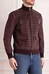 Seraphin Men's burgundy polyester and crocodile leather jacket - Textured pattern. polyester, crocodile skin. Closure: Zipper. Two side pockets, two zipped chest pockets. Country of manufacture: Italy. Care: specialized cleaning - photo 3