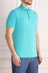 Loro Piana Blue cotton polo for men - 100% cotton. Buttons. Country of manufacture: Italy. Care: specialized cleaning - photo 3